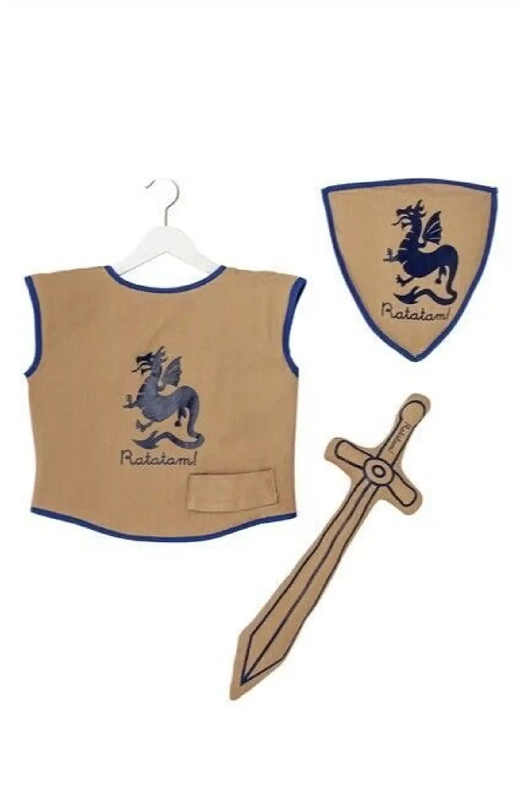 Déguisement kit chevalier beige et bleu roi en coton – Ratatam