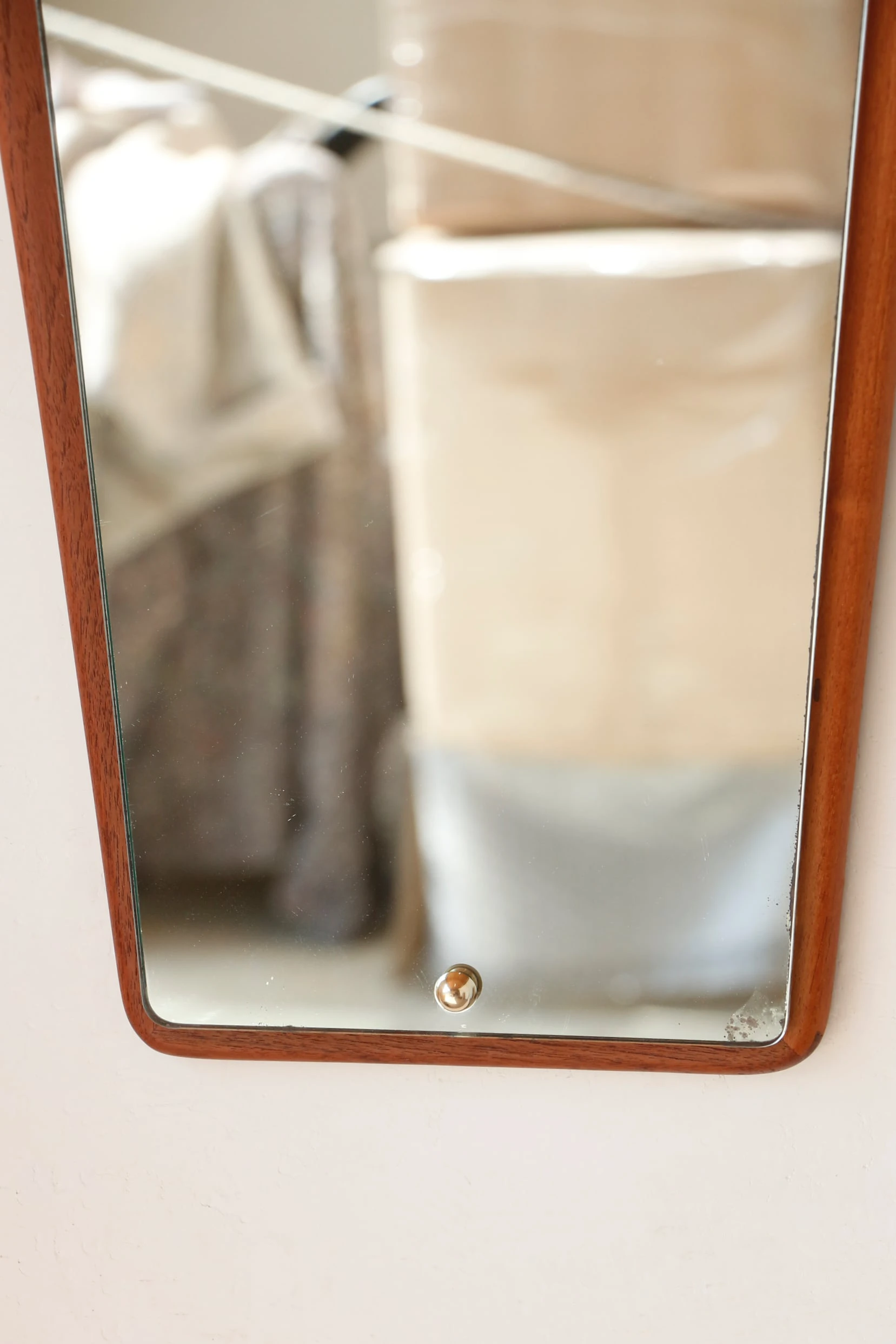 Miroir mural vintage en teck – Design scandinave asymétrique, années 50 – Image 3