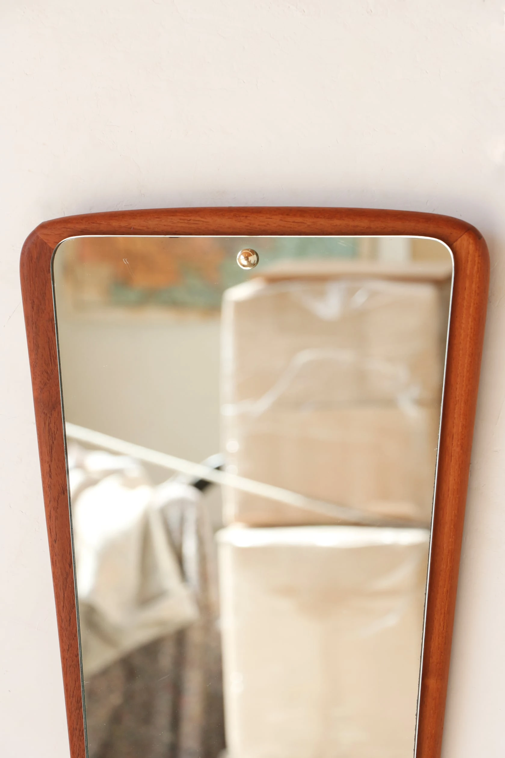 Miroir mural vintage en teck – Design scandinave asymétrique, années 50 – Image 4