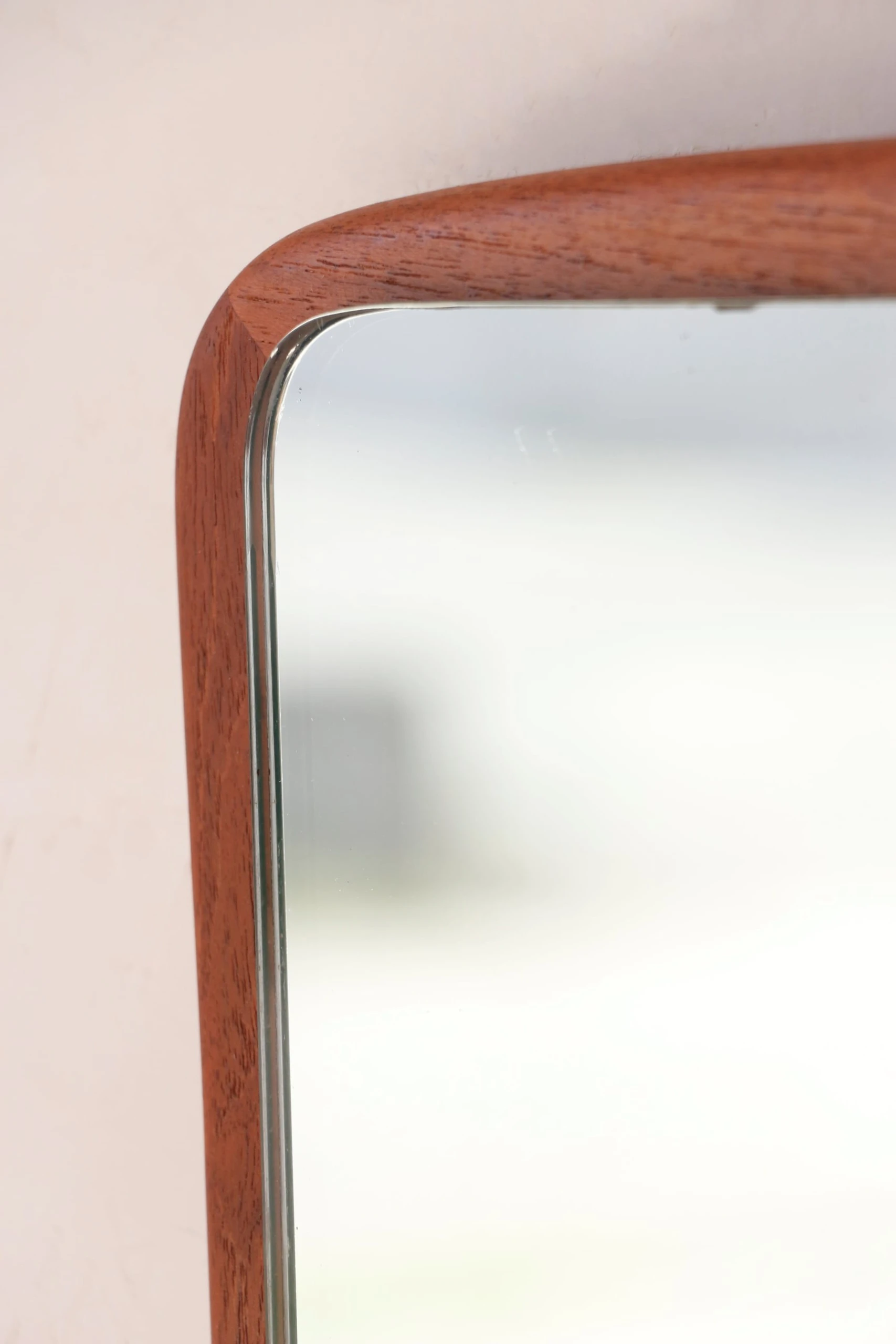 Miroir mural vintage en teck – Design scandinave asymétrique, années 50 – Image 8