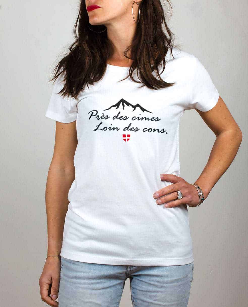 T-SHIRT FEMME : PRES DES CIMES LOIN DES CONS – Image 3