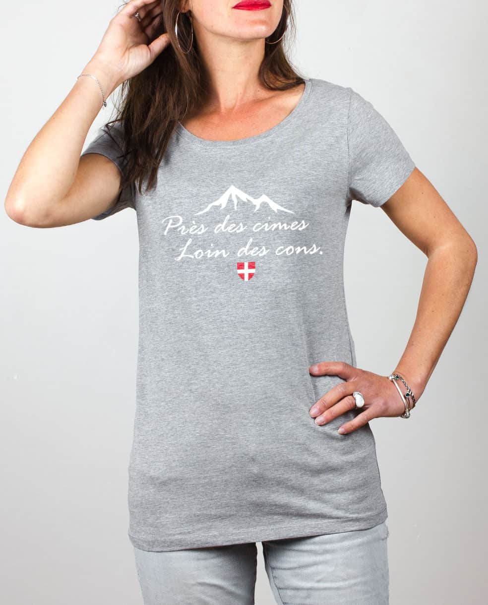 T-SHIRT FEMME : PRES DES CIMES LOIN DES CONS – Image 2