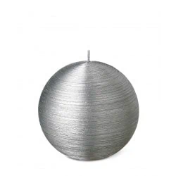 Bougie boule striée argent 3 tailles différentes