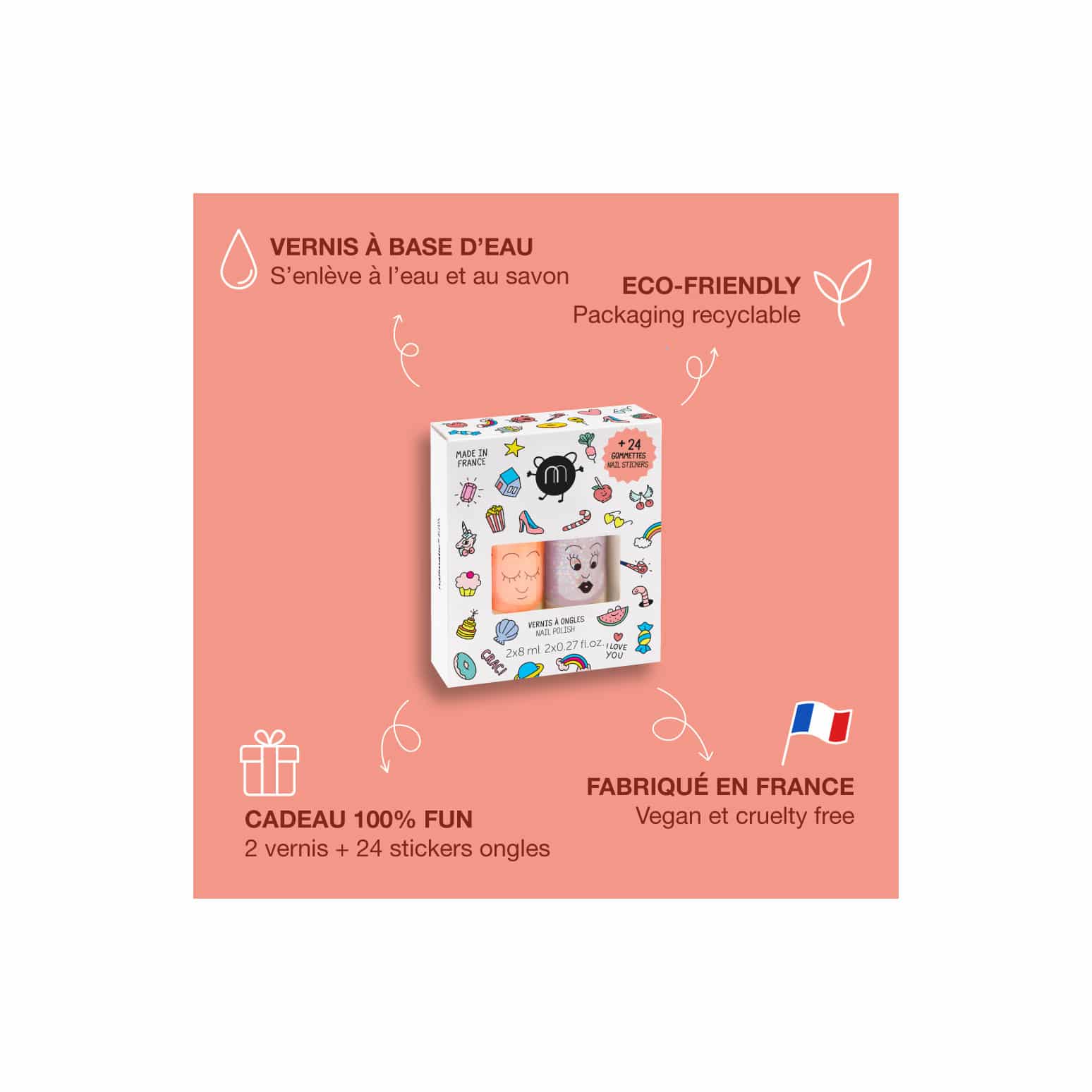 Crac Set 2 vernis + gommettes Flamingo et Polly – Nailmatic – Image 2