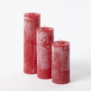 Bougie cylindrique rustique Rouge noël