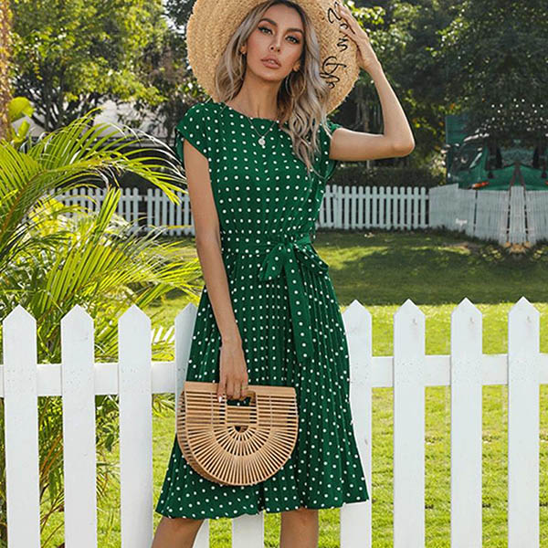 Robe Bohème Pois Verte – Image 2