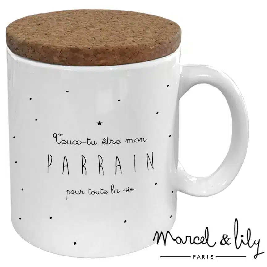 Mug Veux-tu être mon parrain ? – Marcel et Lily – Image 2