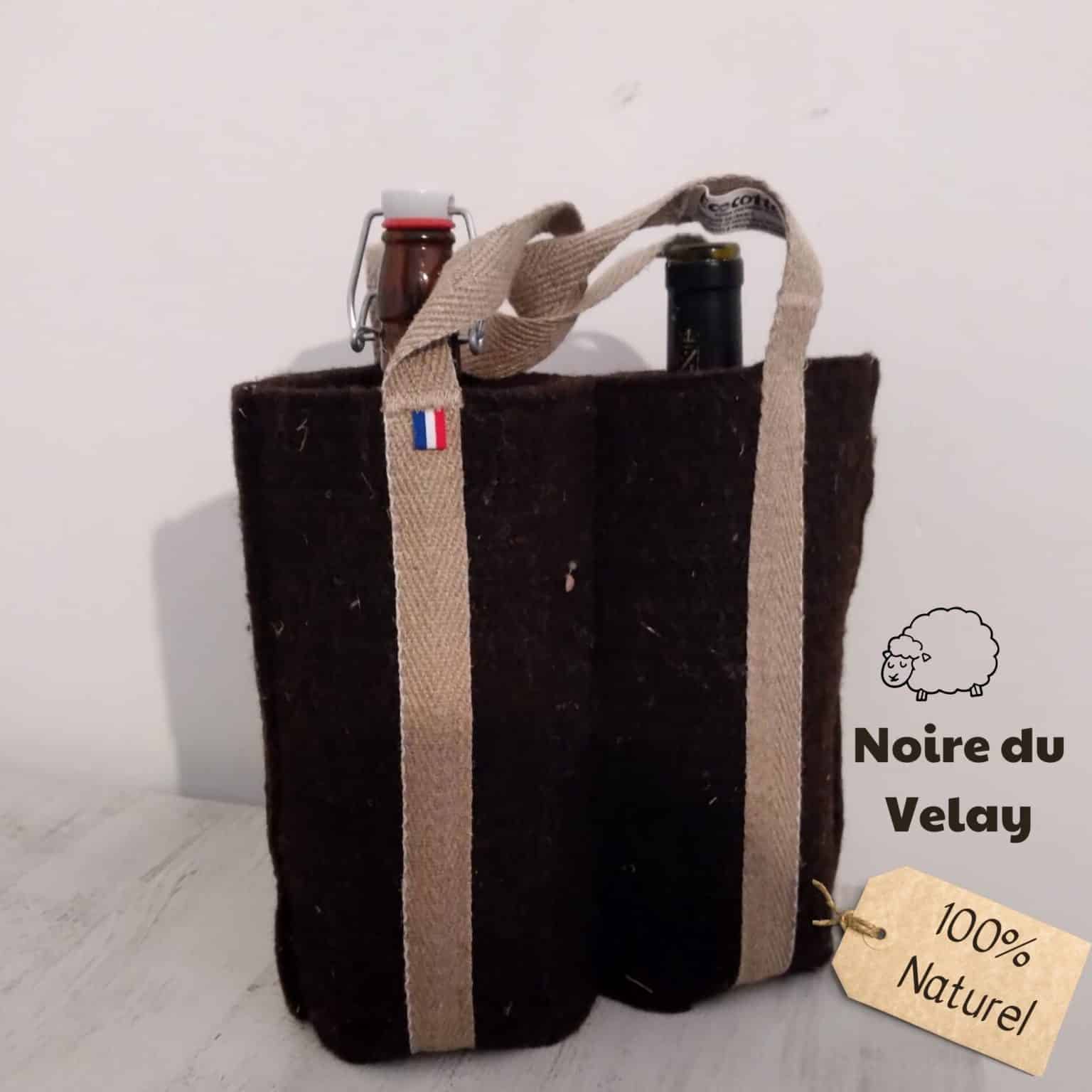 Sac isotherme Duo pour bouteilles – 0,5 à 1 L – Laine française – Ecocotte – Image 2
