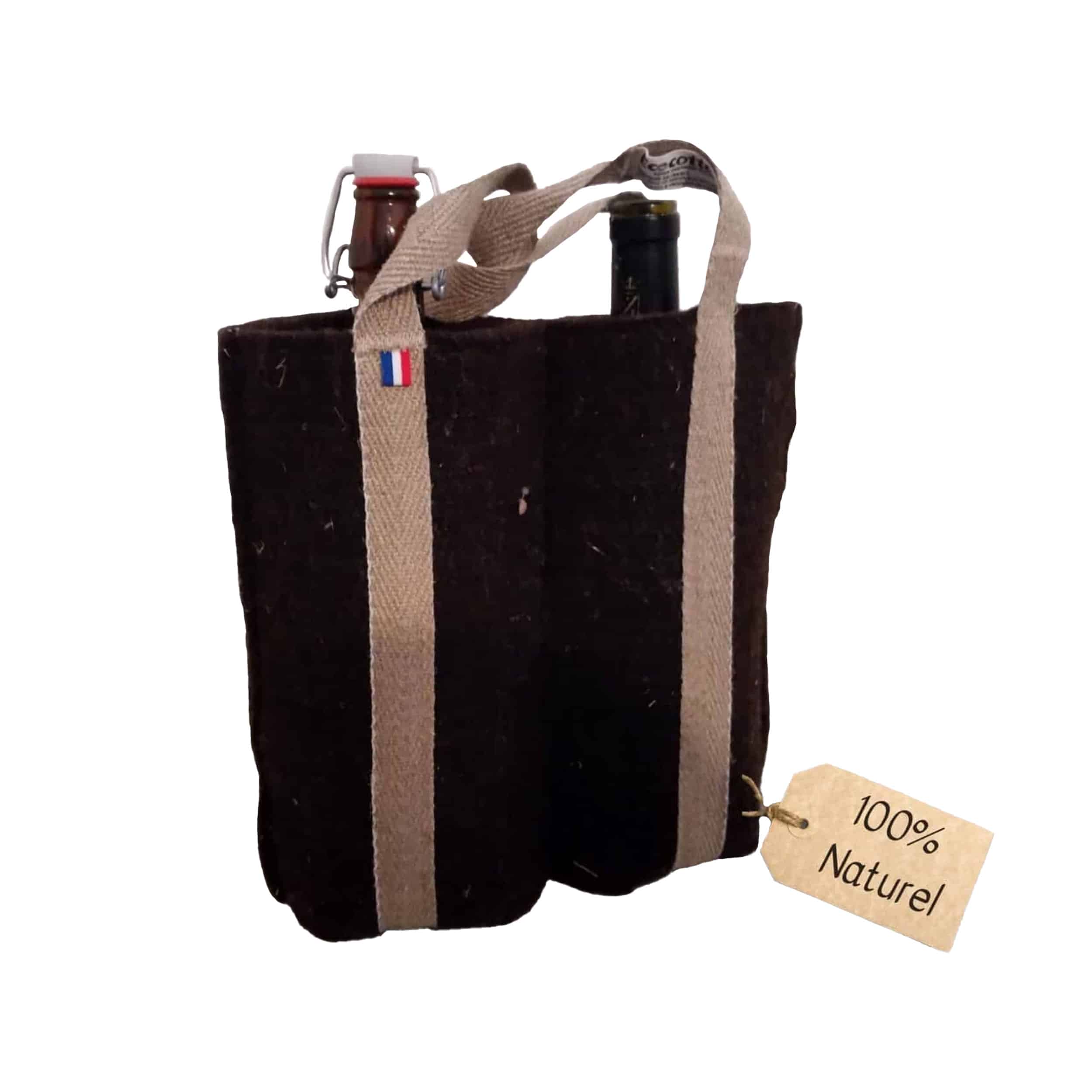 Sac isotherme Duo pour bouteilles – 0,5 à 1 L – Laine française – Ecocotte