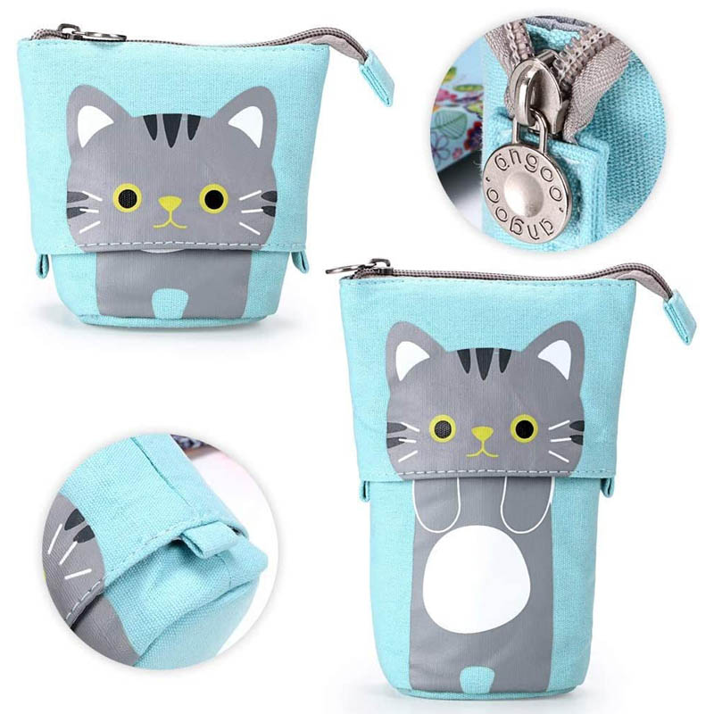 Trousse Pop Up Pot à Crayon Chat Bleu – Image 4
